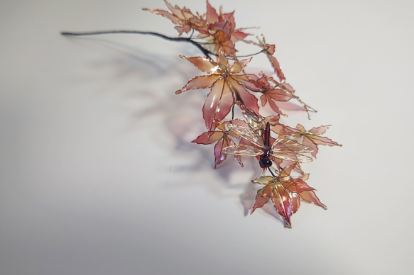 紅葉と赤とんぼ（ver.1)　アメリカンフラワー/ディップアート 5枚目の画像