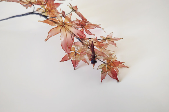 紅葉と赤とんぼ（ver.1)　アメリカンフラワー/ディップアート 14枚目の画像