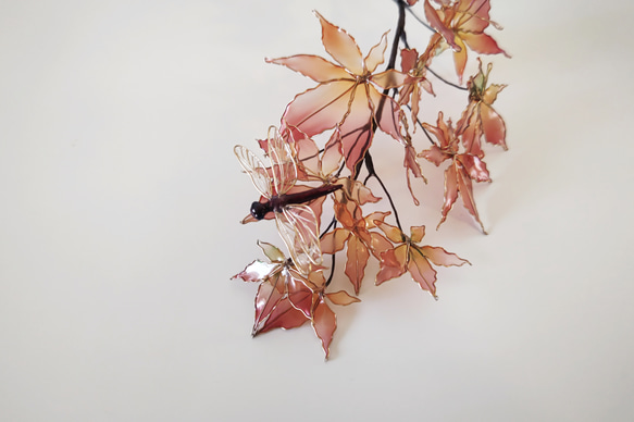 紅葉と赤とんぼ（ver.1)　アメリカンフラワー/ディップアート 12枚目の画像