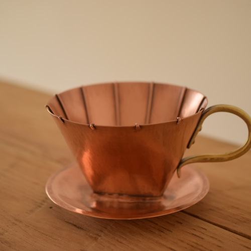 銅のコーヒードリッパー リブ付き(台形型・2〜4杯用) ※受注品 ドリップ