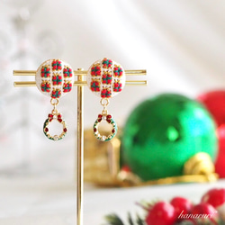 クリスマスコフレ☆刺繍のイヤリング(ピアス)&ネックレス《ギフトBOX》 8枚目の画像