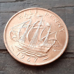 100個セットイギリス 英国 ハーフペニーコイン 1967年 船