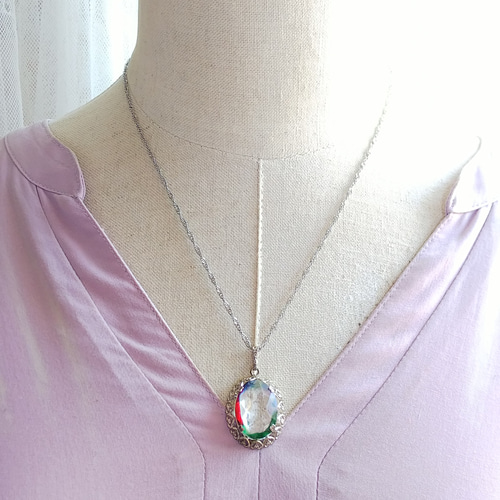 アンティーク アイリスGlass（約20×14.5㎜）Silver800