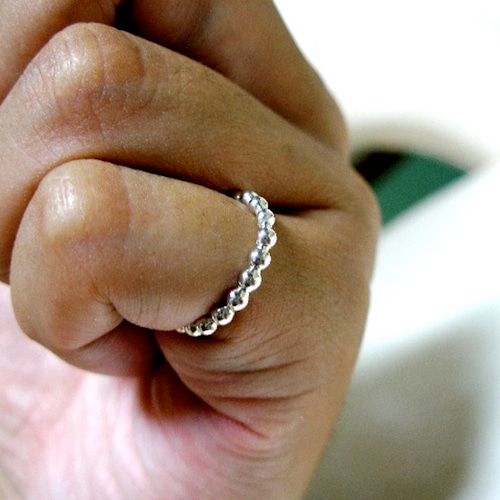 仁尾彫金『5つ玉ゴールド釈迦玉ピンキーリング』ハンドメイド257 指輪  