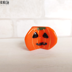 ハロウィン　ジャックオーランタン　かぼちゃのおばけ　10月　halloween　ガラス　フュージングインテリア　立体 6枚目の画像