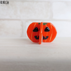 ハロウィン　ジャックオーランタン　かぼちゃのおばけ　10月　halloween　ガラス　フュージングインテリア　立体 3枚目の画像