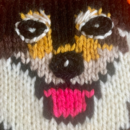 わんこお散歩トートバッグ 手編み 犬イラスト オーダーメイド 名前入り