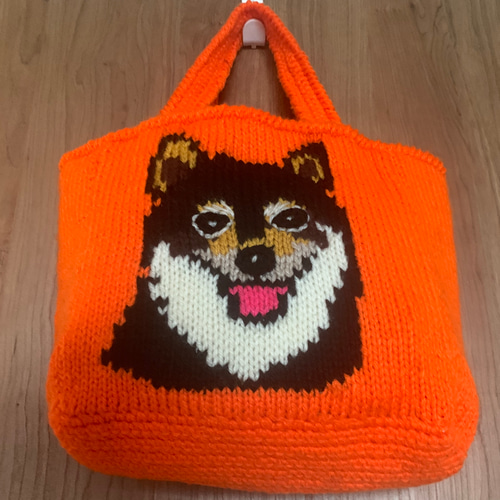 豆柴助様】ハンドメイドオーダー★柴犬★トートバッグ　4点 わんこお散歩トートバッグ 手編み 犬イラスト オーダーメイド