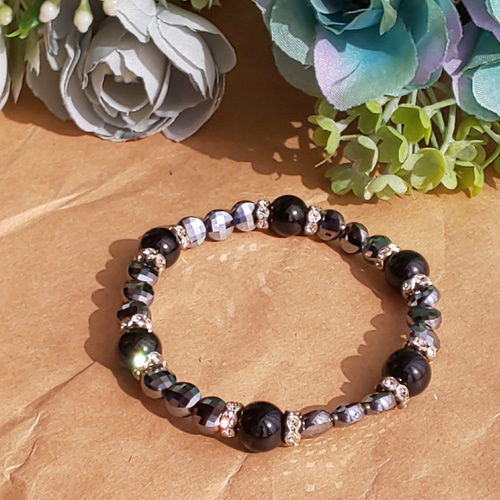 1兆回の振動を発するテラヘルツ鉱石/ブラックトルマリンブレスレット