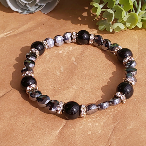 1兆回の振動を発するテラヘルツ鉱石/ブラックトルマリンブレスレット