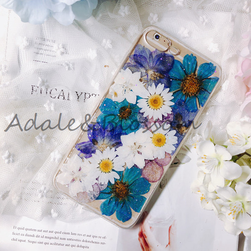 15^^ 押し花 ケース オーダー iPhone・Android 白と黒 iPhone15Pro/SE/Xperia10IV/GALAXYS24 押し花ケース