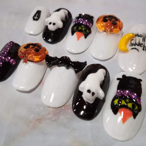 ネイルチップ つけ爪 ハロウィンネイル Amazon | ネイルチップ ロング つけ爪 DIY ネイル 24枚 手作り