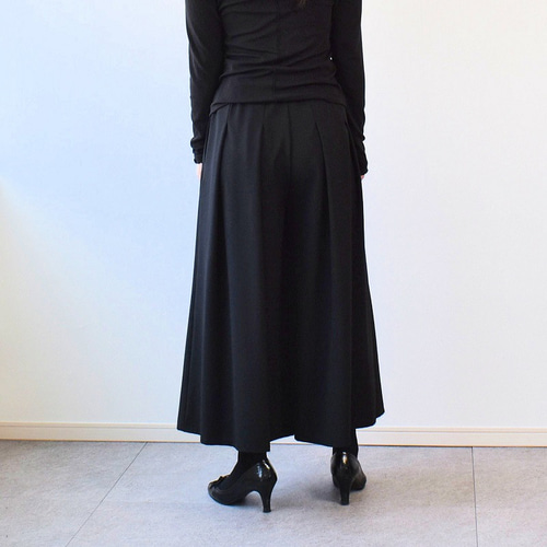 CRESCENT DUO　ガウチョパンツ　ブラック　ストレッチ CRESCENT DUO ガウチョパンツ ブラック ストレッチ