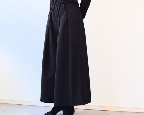 CRESCENT DUO　ガウチョパンツ　ブラック　ストレッチ CRESCENT DUO ガウチョパンツ ブラック ストレッチ