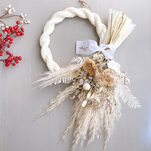 超早割2024〉【しめ縄飾り・スワッグ】2024 2way しめ縄White リース