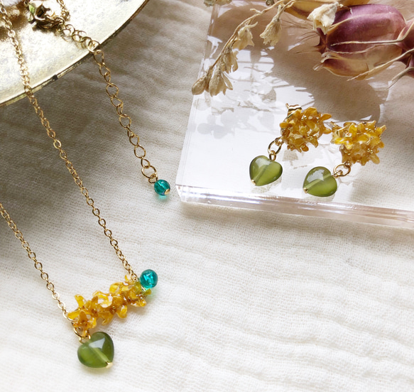 本物のお花 金木犀のネックレス アレルギー対応ネックレス