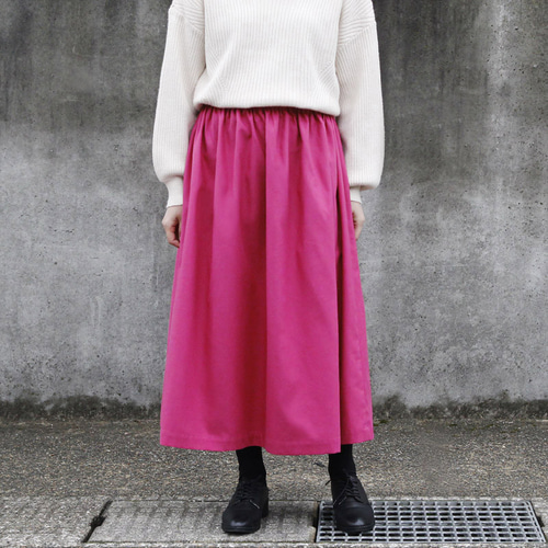 コットンビエラ ギャザースカート（フューシャピンク）ロング