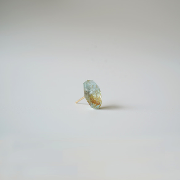 K10YG 天然石耳環 [海藍寶石] 第2張的照片
