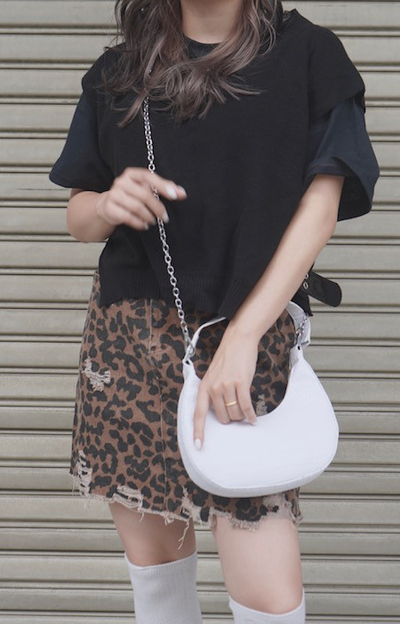 Point Crash Leopard Mini Skirt (brown) ミニスカート レオパード ヒョウ柄 ガーリ 1枚目の画像