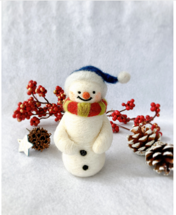 ❄️冬支度の雪だるまオブジェ❄️羊毛フェルト クリスマス飾り 羊毛