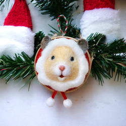 【早割クリスマス2023】羊毛フェルト　キンクマハムスターポンチョリース 3枚目の画像