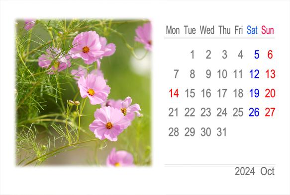 2024年カレンダー 日本の四季 月曜始まり（卓上、壁掛けケース付き） 14枚目の画像