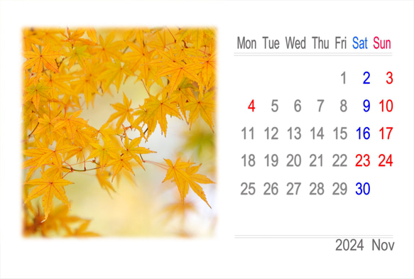 2024年カレンダー 日本の四季 月曜始まり（卓上、壁掛けケース付き） 15枚目の画像