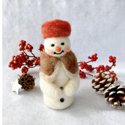 ❄️冬支度の雪だるまオブジェ❄️羊毛フェルト クリスマス飾り 羊毛