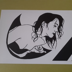 切り絵　湯上がりの美女 2枚目の画像