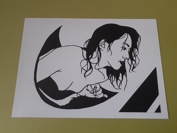 切り絵　湯上がりの美女 2枚目の画像