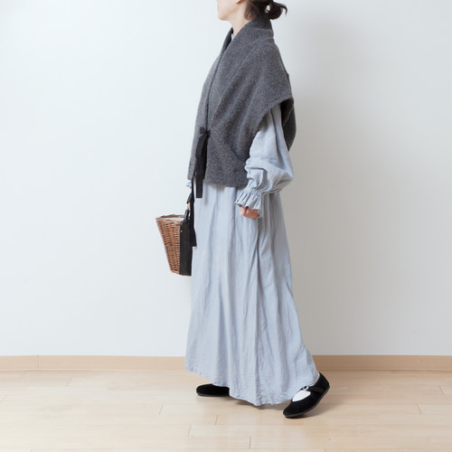 上質ウールボアショールベストリボンテープ付き/トップグレー ベスト