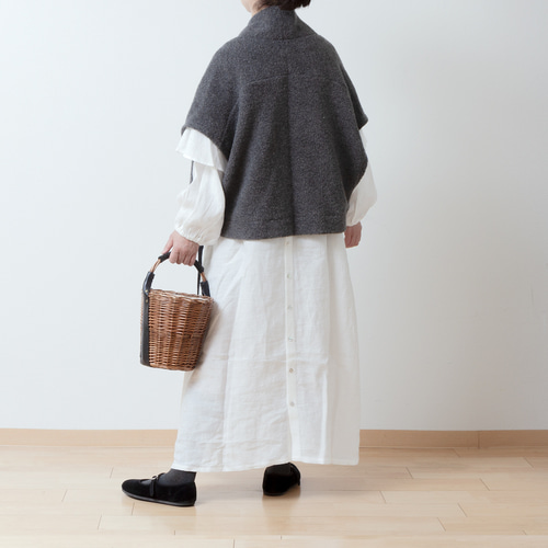 上質ウールボアショールベストリボンテープ付き/トップグレー ベスト