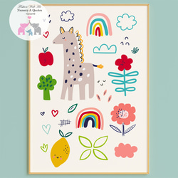 チョークアート（キリン親子）　009 手描き ハンドメイド キリンの親子 アクリル画 【 Happy DAY】 - メルカリ