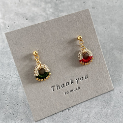 クリスマス限定カラー★色糸×ラメ糸のリトルリングピアスorイヤリング＊Creema限定クリスマス2025 3枚目の画像