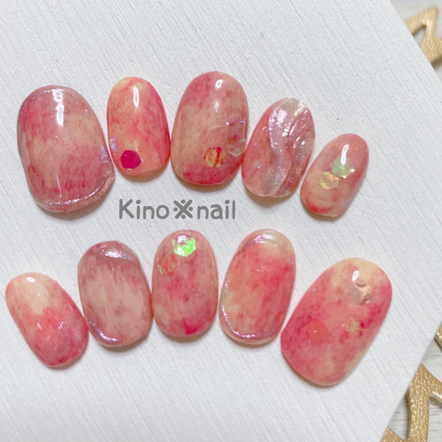 桃ニュアンス ネイルチップ