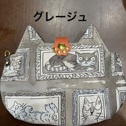 猫柄だけに猫バック☆織物生地/5色/ショルダー紐付き 2枚目の画像