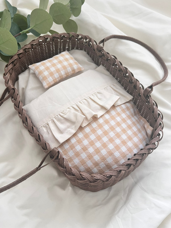 選べるクーファン♡お人形用クーファン♡ベージュチェック おもちゃ