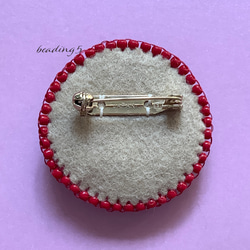 ビーズ刺繍のブローチ「グリーン」(5y016) 3枚目の画像