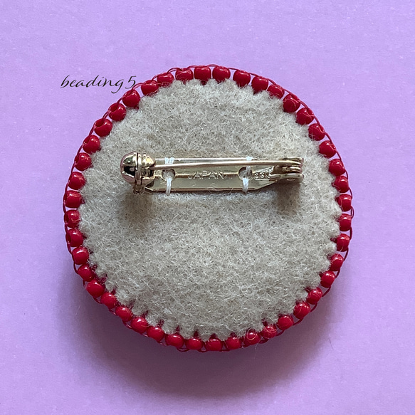 ビーズ刺繍のブローチ「グリーン」(5y016) 3枚目の画像