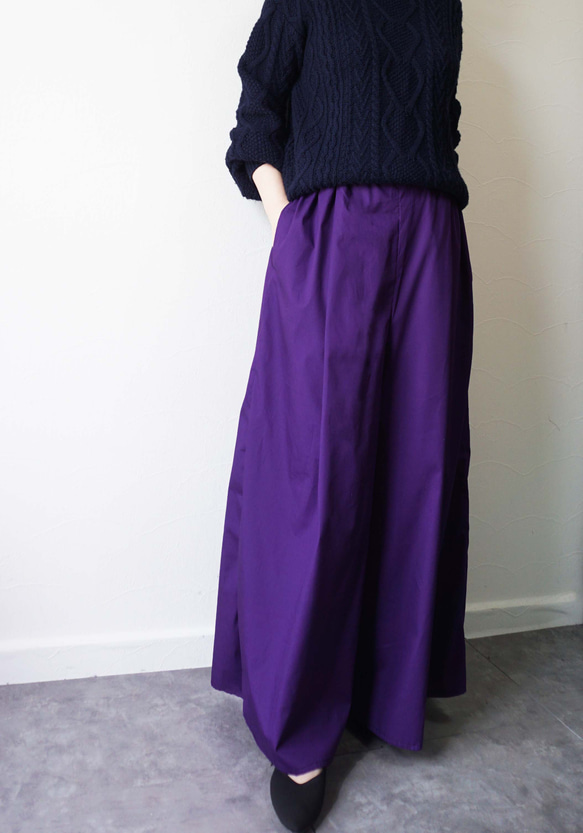 大人パープルタックワイドパンツ キュロット・ワイドパンツ