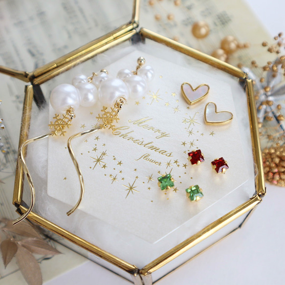 Creema限定＼Choice of Colored Stones/Christmas coffret 4件式耳環&lt;附支架 第13張的照片