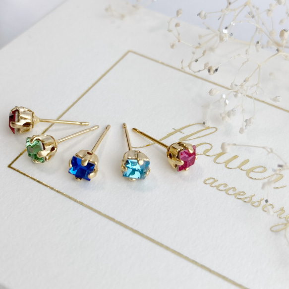 Creema限定＼Choice of Colored Stones/Christmas coffret 4件式耳環&lt;附支架 第9張的照片