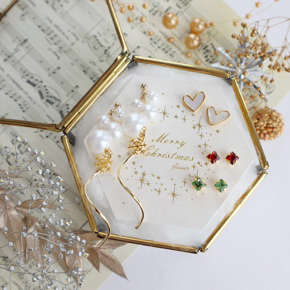 Creema限定＼Choice of Colored Stones/Christmas coffret 4件式耳環&lt;附支架 第19張的照片