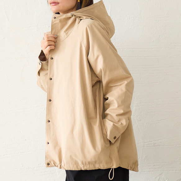 ﾓﾘﾉｶﾞｯｺｳ 撥水加工 マウンテンパーカー (ベージュ) 旅行羽織り 軽羽織り｜mg-po02-be 8枚目の画像