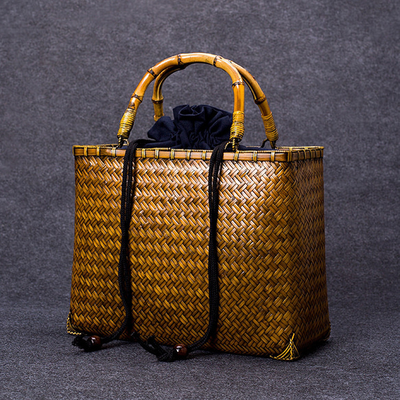 竹かご鞄 大 ハンドバッグ 買い物かご大 竹かご かごバッグ バスケットかご 竹製品 レトロ 茶道茶セット収納袋 和風  D1495080836(11570円)