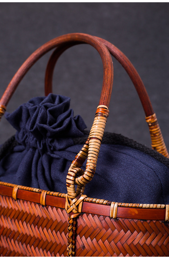 竹かご鞄 大 ハンドバッグ 買い物かご大 竹かご かごバッグ バスケットかご 竹製品 レトロ 茶道茶セット収納袋 和風 