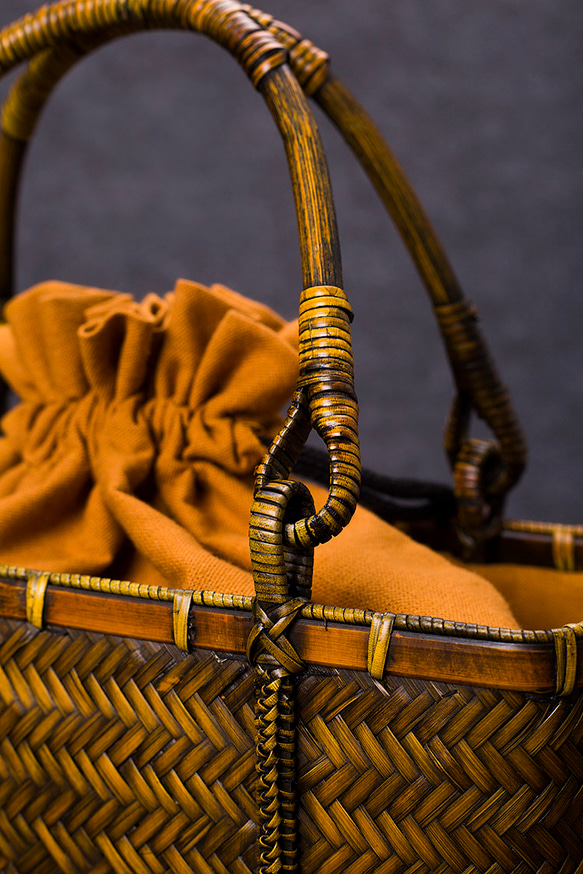 竹かご鞄 大 ハンドバッグ 買い物かご大 竹かご かごバッグ バスケットかご 竹製品 レトロ 茶道茶セット収納袋 和風 