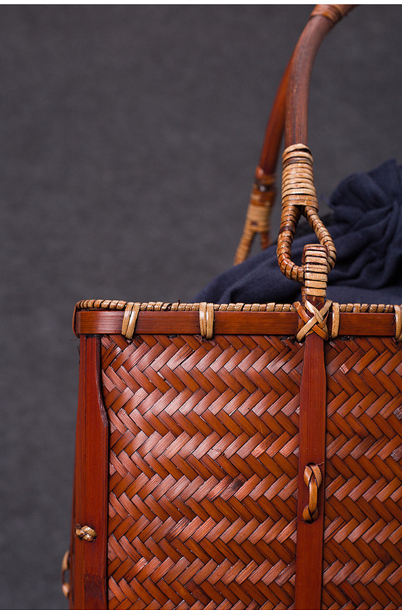竹かご鞄 大 ハンドバッグ 買い物かご大 竹かご かごバッグ バスケットかご 竹製品 レトロ 茶道茶セット収納袋 和風 