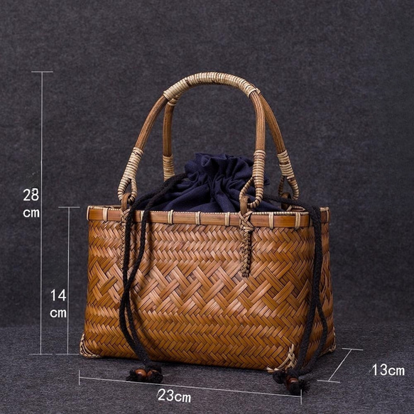 竹かご鞄 大 ハンドバッグ 買い物かご大 竹かご かごバッグ バスケットかご 竹製品 レトロ 茶道茶セット収納袋 和風 