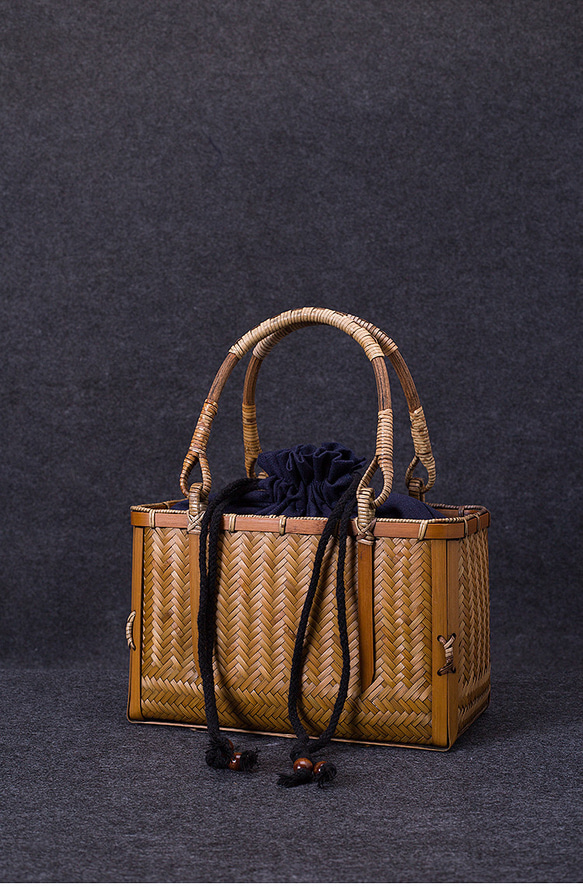 竹かご鞄 大 ハンドバッグ 買い物かご大 竹かご かごバッグ バスケットかご 竹製品 レトロ 茶道茶セット収納袋 和風 